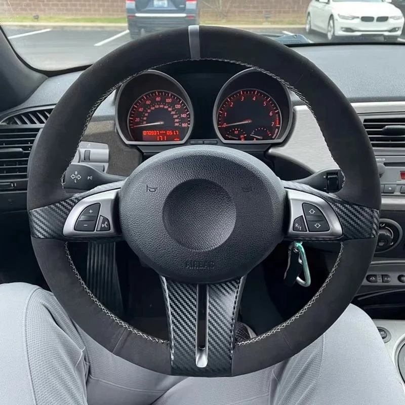Vlákok semišového volantu pre BMW Z4 E85 (Roadster) 2003-2008 E86 (kupé) 2005-2008 kryt volantu automobilu