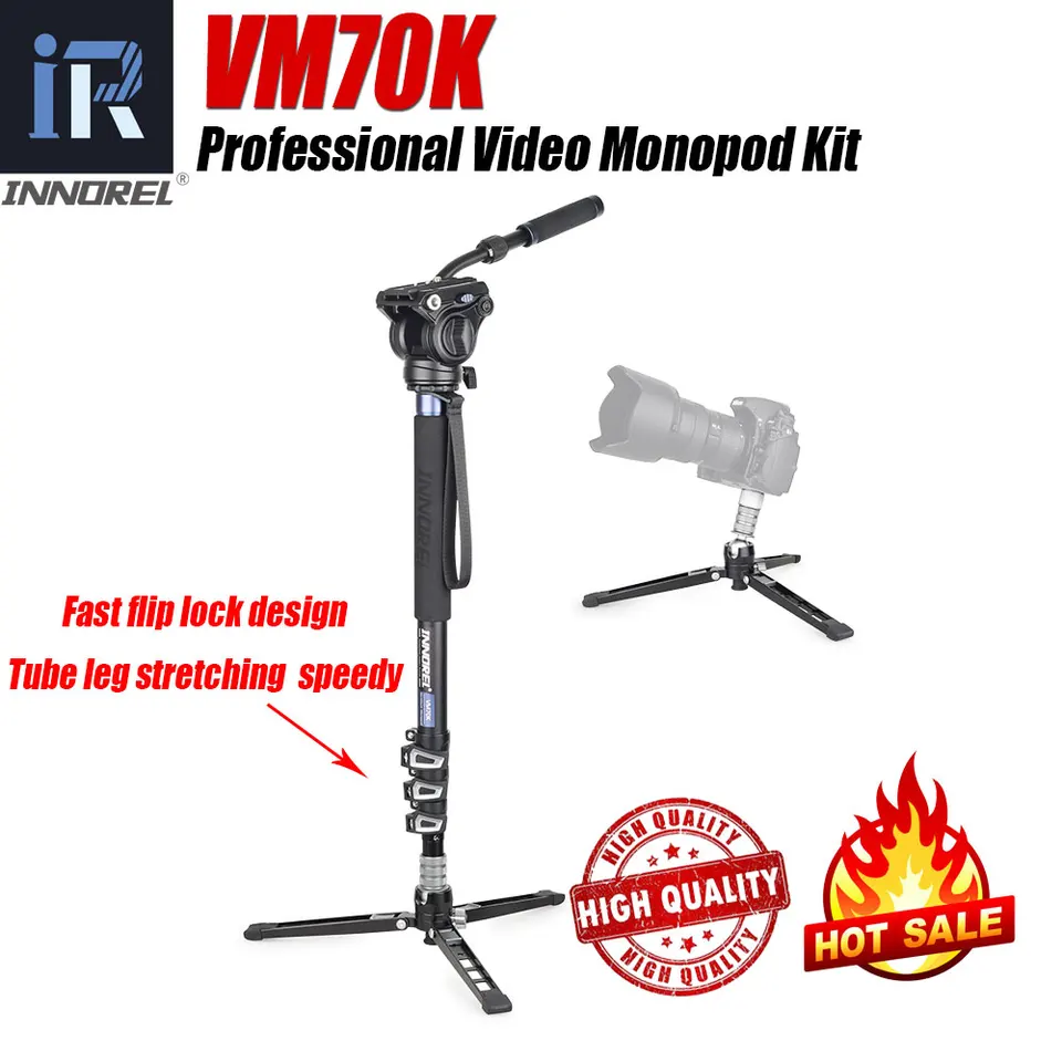 VNOREL VM70K Professional Video Monopod Kit s tekutou hlavou a odnímateľnou základňou statívu pre kamery DSLR Teleskopické kamery
