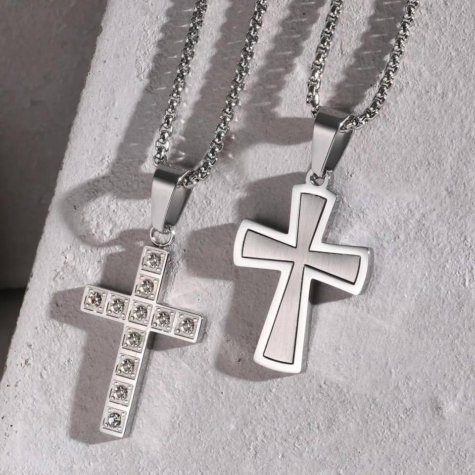 VNOX Faith Cross Pendant náhrdelníky pre mužov, Kríž na dekoráciu automobilov, modlitebné kresťanské náhrdelníky obojok