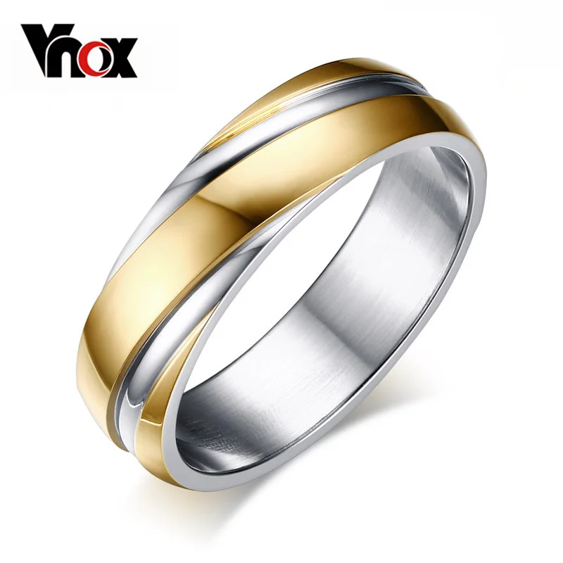 VNOX WEDDING RINGS pre mužov 316L z nehrdzavejúcej ocele ŠPECKY 6 mm šírka Čierna/ružová zlato/zlatá farba