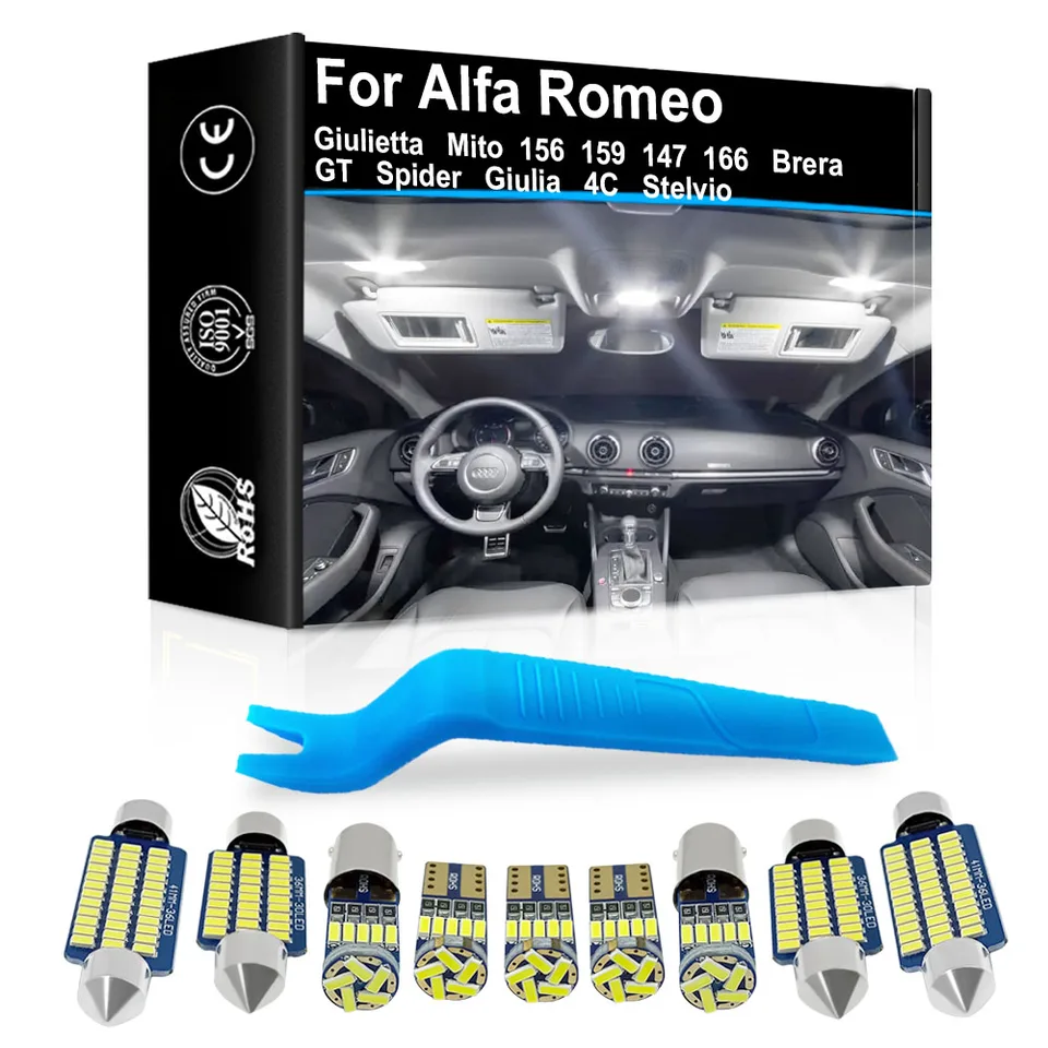 Vnútorné svetlo LED pre auto pre Alfa Romeo Giulietta Mito 156 159 147 166 Brera GT Spider Giulia 4C Stelvio Parts Accessory Canbus