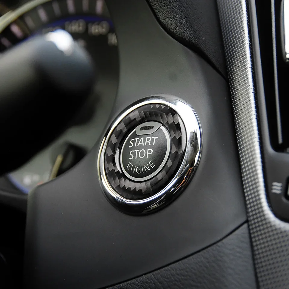 Vnútorný motorový stroj na spustenie tlačidla Panel Panel Panel Kruh orezanie nálepky na nálepky pre infiniti Q50 Q60 Automatické príslušenstvo uhlíkov