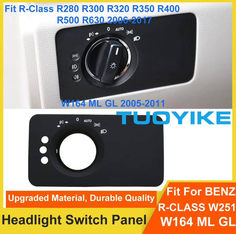 Vnútorný vnútorný vnútorný svetlometový spínač gombíka Panel Panel Tink výmena pre benzovú triedu W251 R300 R350 R400 R500 W164 ml GL