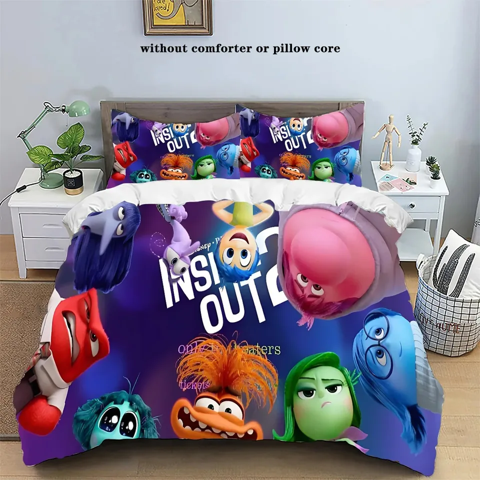 Vnútri Out Out Disney Bedding Set Duvet Cover Cover Cover Cover Cover Cover Cover Cover Cover Cover Cover Cover Cover, Domáca spálňa s jednou dvojitou posteľou All Queen King Bed Set