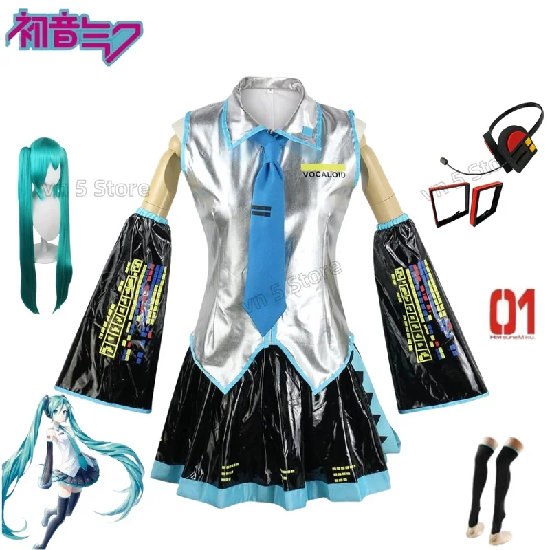 Vocaloid hatsune miku cosplay kostýmy Patent koža plná súprava jk uniforma halloween karnevalovej strany Strieskok pre dospelých