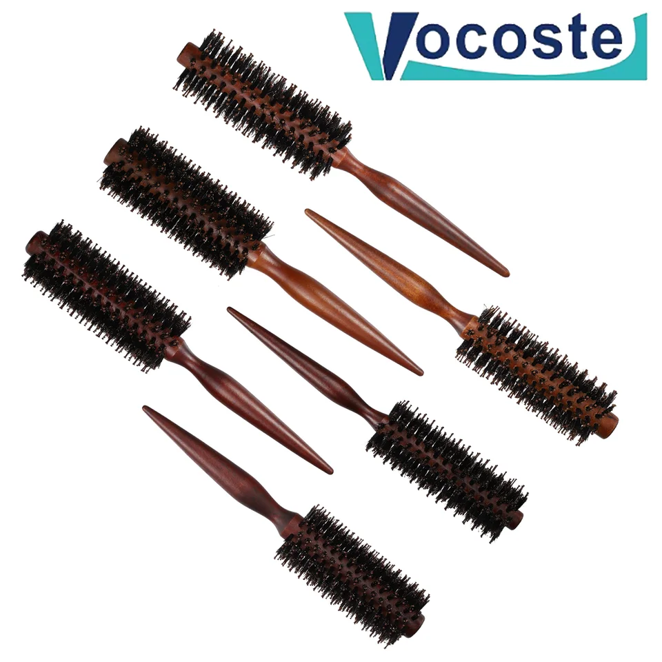 Vocoste Professional Hair Roller Round Combs Drevená rukoväť BRISTLE VLASTNÉ KAMITICKÉ KAMITICKÉ KAMITY