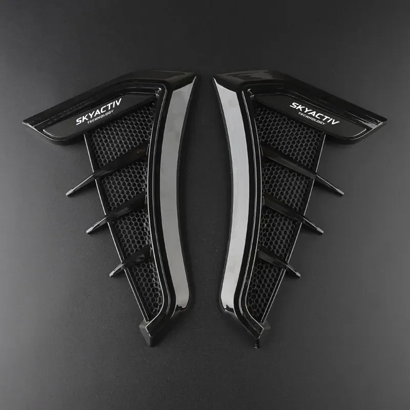 Vodeniny Fender Black Auto Fender Viece Vzduchové prívodné diery 3D kryt slepky na mriežku pre technológiu Mazda Skyactiv 3 6 CX 5 CX3 Auto