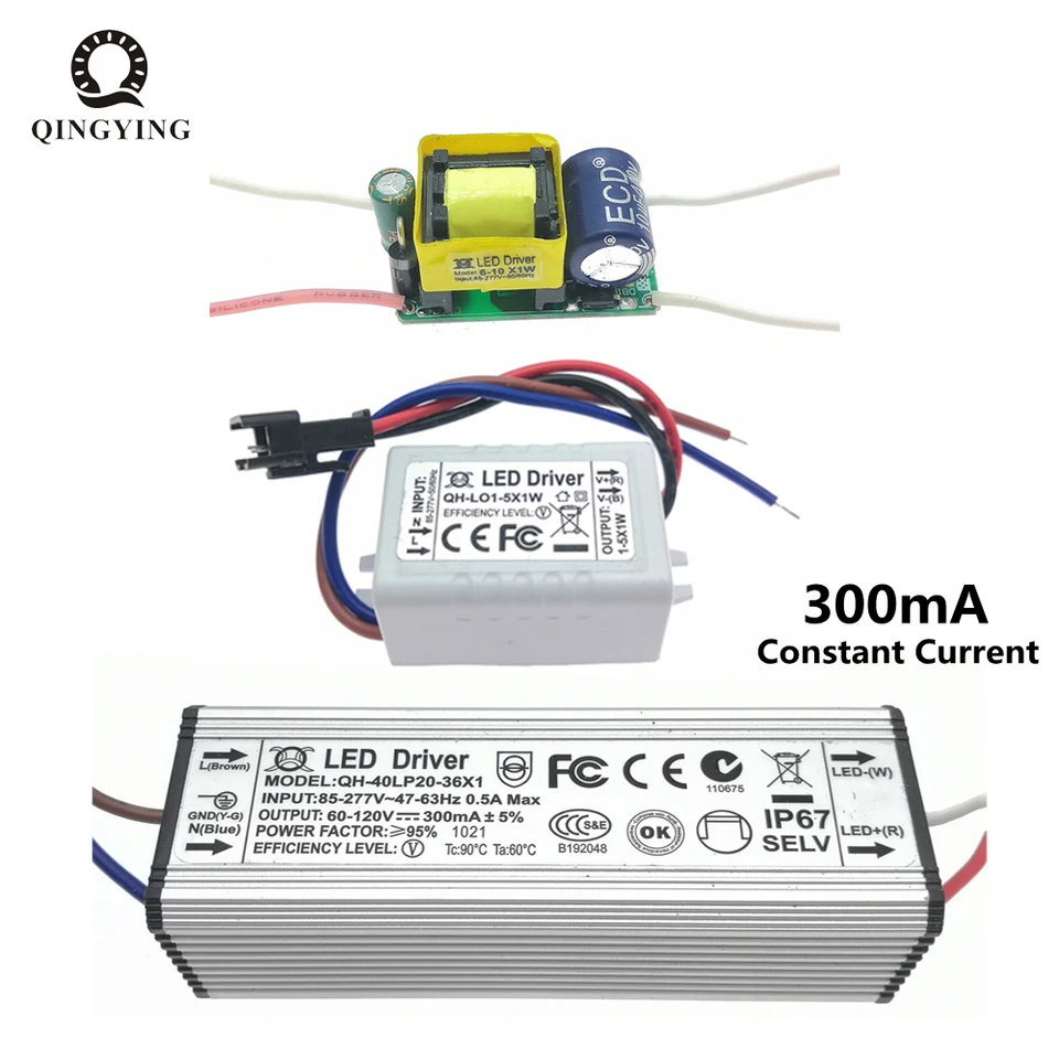 Vodič LED 300MA 1-5W 6-10W 7-20W 20-36W LED Konštantný prúd Vodič napájací napájací jednotka pre LED žiarovkové osvetľovacie transformátory
