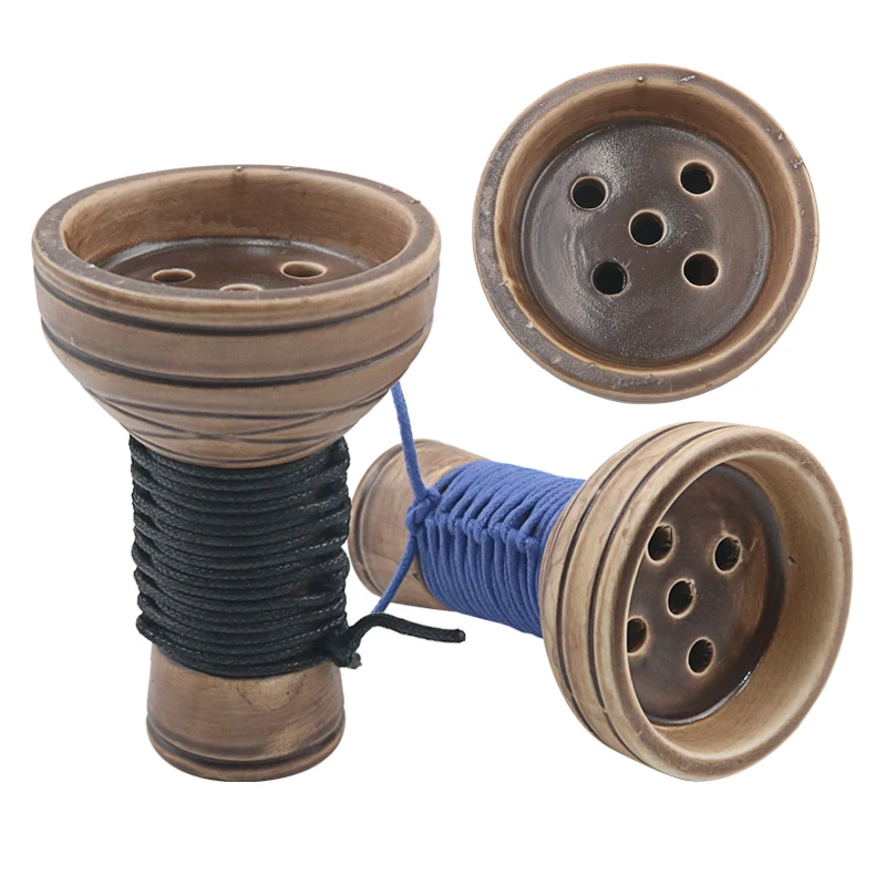 Vodná fajka keramická keramika päť jamiek Phunnel Shisha hlava tabak misky Chicha Narguile Water Pipe Cachimba fajčiarske doplnky