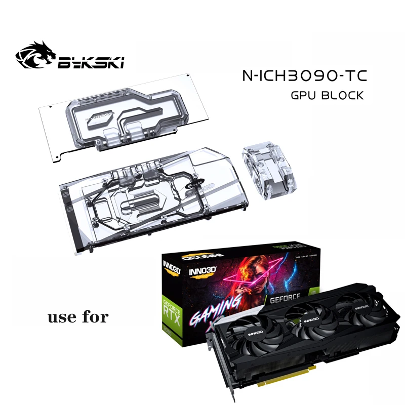 Vodný blok BYKSKI pre Inno3D RTX3080 / 3090 Backplane Water Chlading GPU Card / Full Cover Copper Radiator