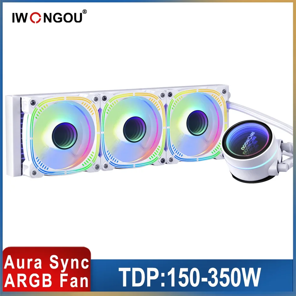 Vodný chladič 360 mm RGB tekutina chladenie Iwongou White X99 Cool Coo Cooler Radiator pre PC neobmedzený vesmírny procesor CPU Cooler pre AMD