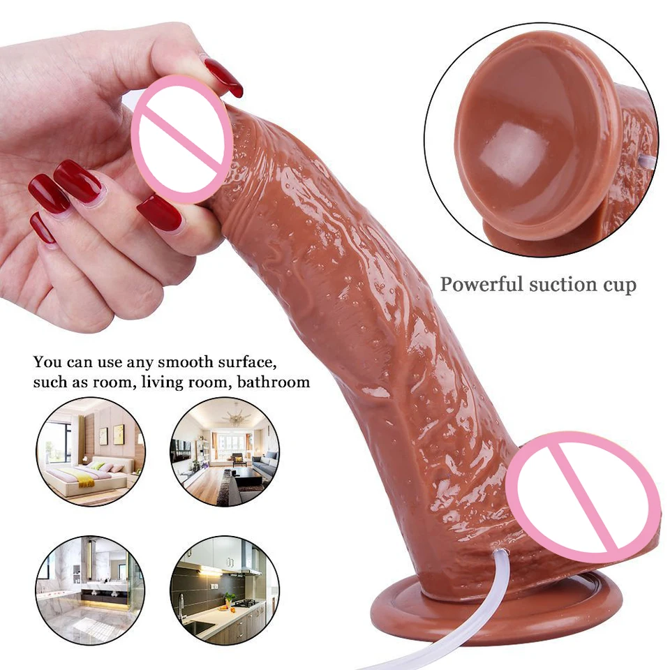 Vodný sprej Dildo falošné vytláčanie spermy 8.27in umelý penis sexuálne hračky pre páry Dámske masturbácie