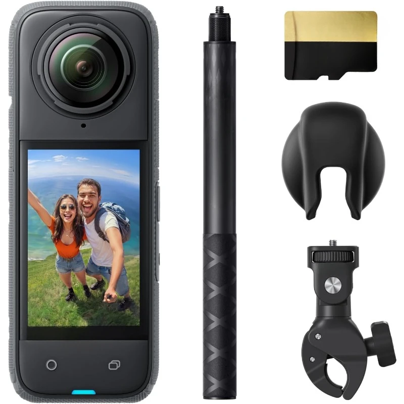 Vodotesná akčná kamera 8K 360, 4K širokouhlé video, neviditeľný efekt selfie palice, odnímateľné chrániče šošoviek, 135 minút výdrže batérie