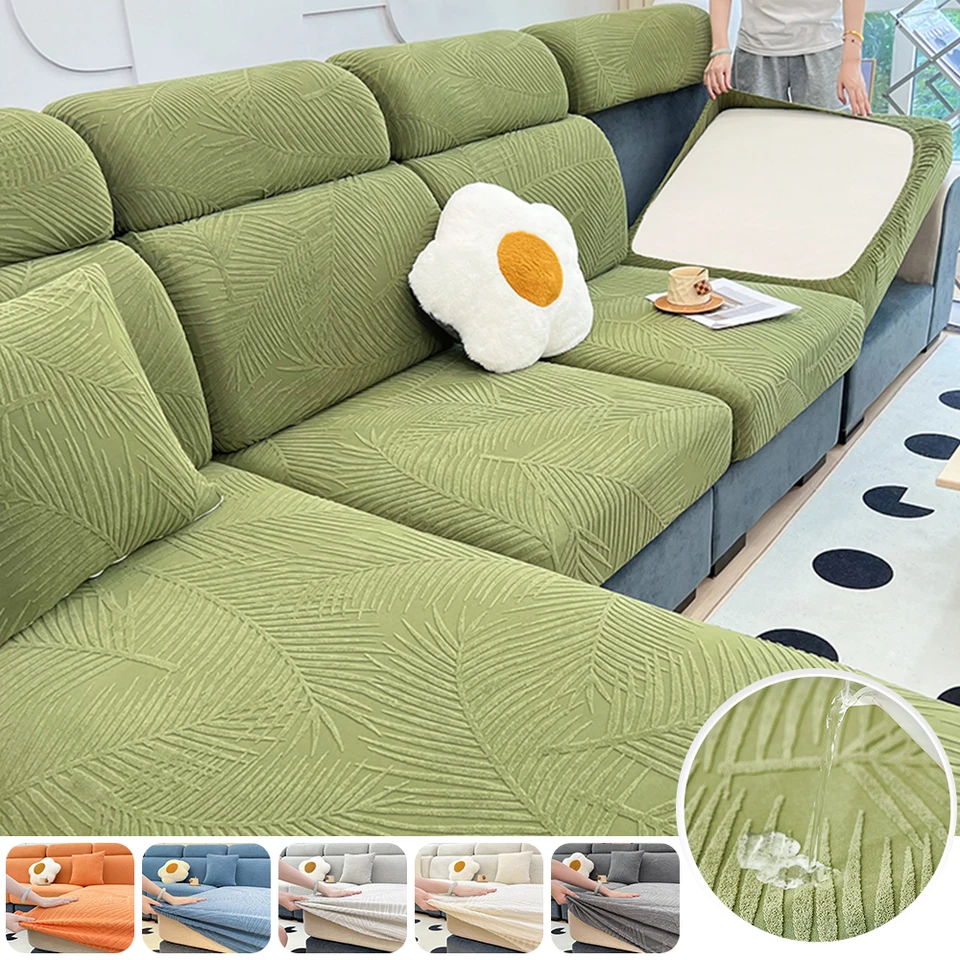 Vodotesná jacquardová pohovka Sedadlá poťahy natiahnuté Plain pohovky do obývacej izby Chaise Sofa Slipcover Odnímateľný ochranca