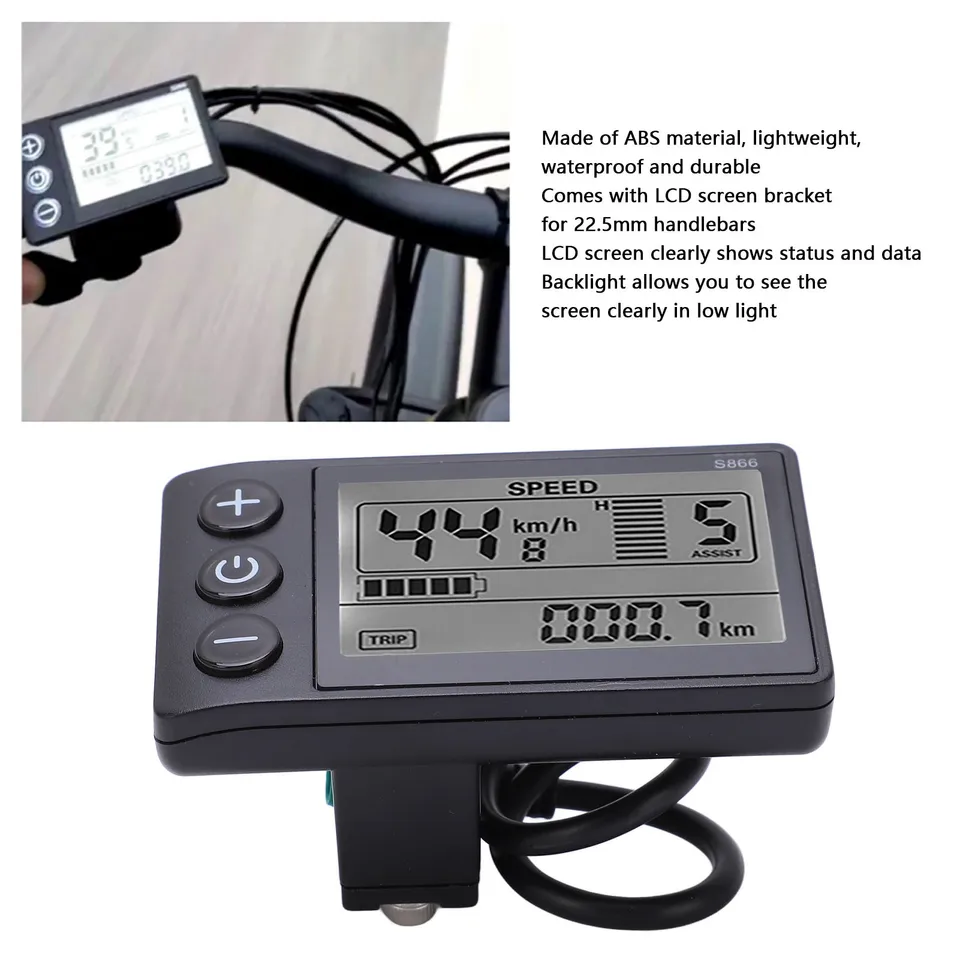 Vodotesná zástrčka LCD Displej elektrický S866 LCD Display Meter 24v 36V 48V Ovládací panel s vodotesnou zástrčkou