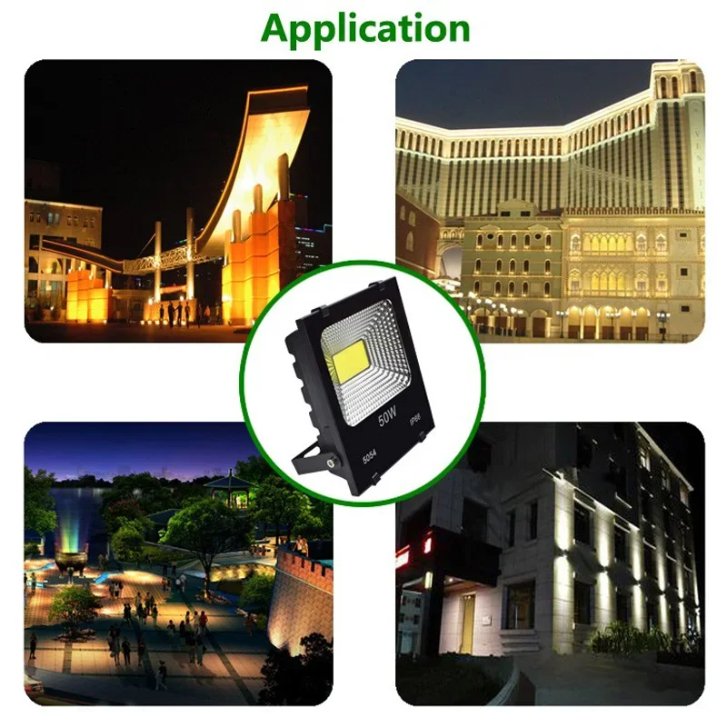Vodotesné LED povodňové svetlo IP66 10W 20W 30W 50W 100 W 200W 200 W vonkajší reflektor reflektor Bright Street Light