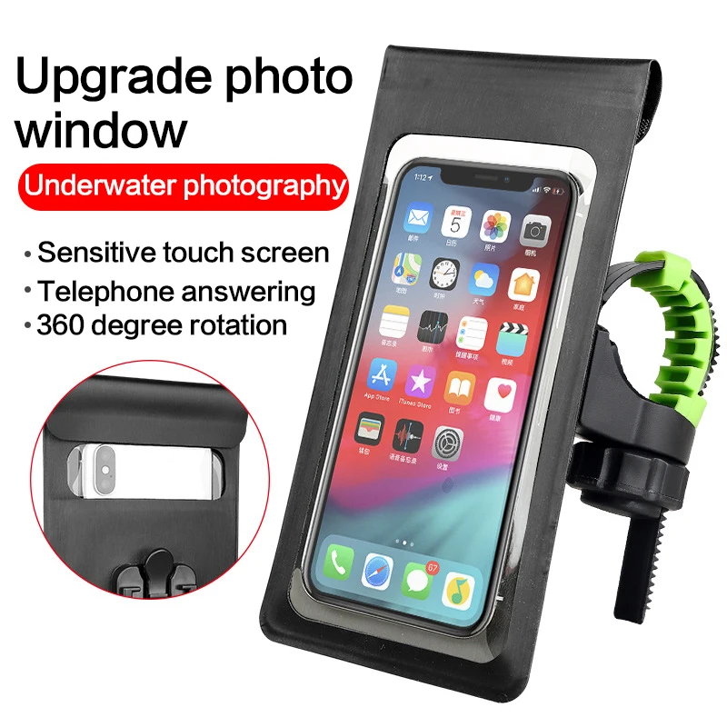 Vodotesný bicykel vrecko na bicykel dotykovú obrazovku Rukovinové riadidlá držiak na ruky