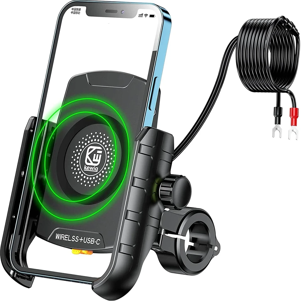 Vodotesný držiak na motocykle Phone QC3.0 USB-C QI Wireless Charger Mount Stand Stand Mirror USB nabíjačka 360 Podpora pre Moto