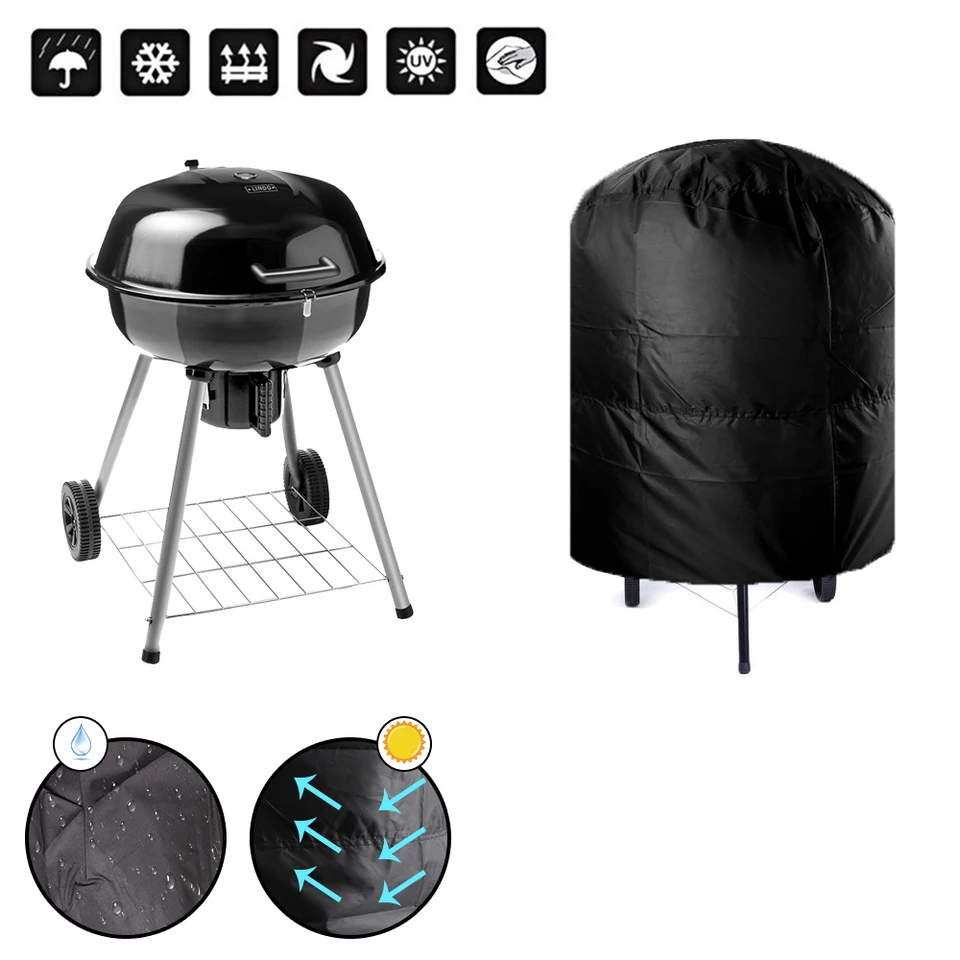 Vodotesný protiprachový grilový kryt Dažďové ochranné okrúhle okrúhle grilovanie grilu kemping vonkajší grilový kryt 77x58cm/80x66x100cm