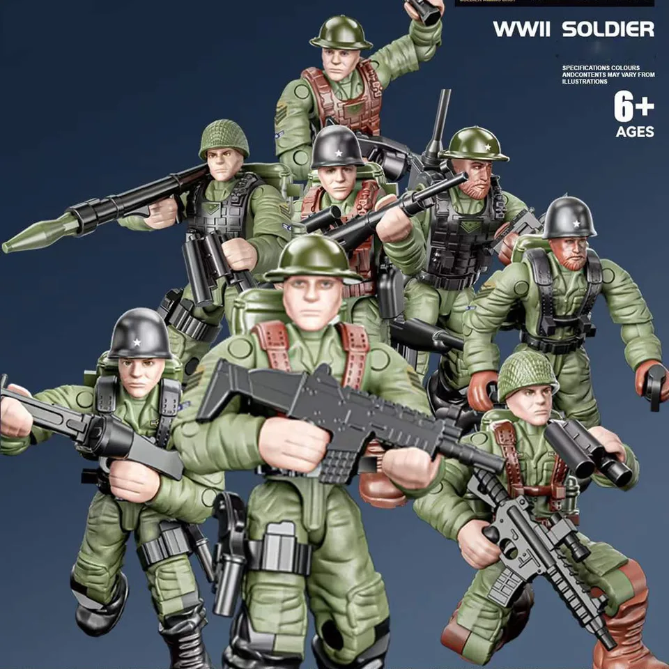Vojenská armáda svetovej vojny Batisbrick Mega Building Block Block WW2 Vojaci Špeciálne sily Akčné figúrky zbraní tehlové hračky pre darček