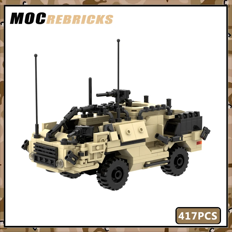 Vojenské prieskumné vozidlá Jackal Mwmik MOC Build Blox Personnel Personál Vzdeláva