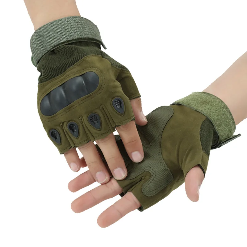 Vojenské taktické rukavice s polovičným prstom Antiskid Outdoor Cover Cover Finger Ru rukavice zimné tepelné muži bojujúce kožené rukavice na bicykli