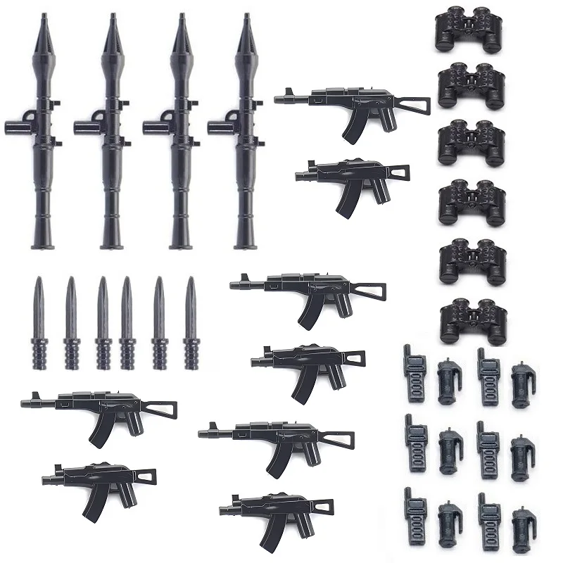 Vojenské zbrane balíčky doplnky WW2 Mini akčné figúrky vojaci MOC Army Building Blocks Brick Hračky pre chlapcov Juhuetes