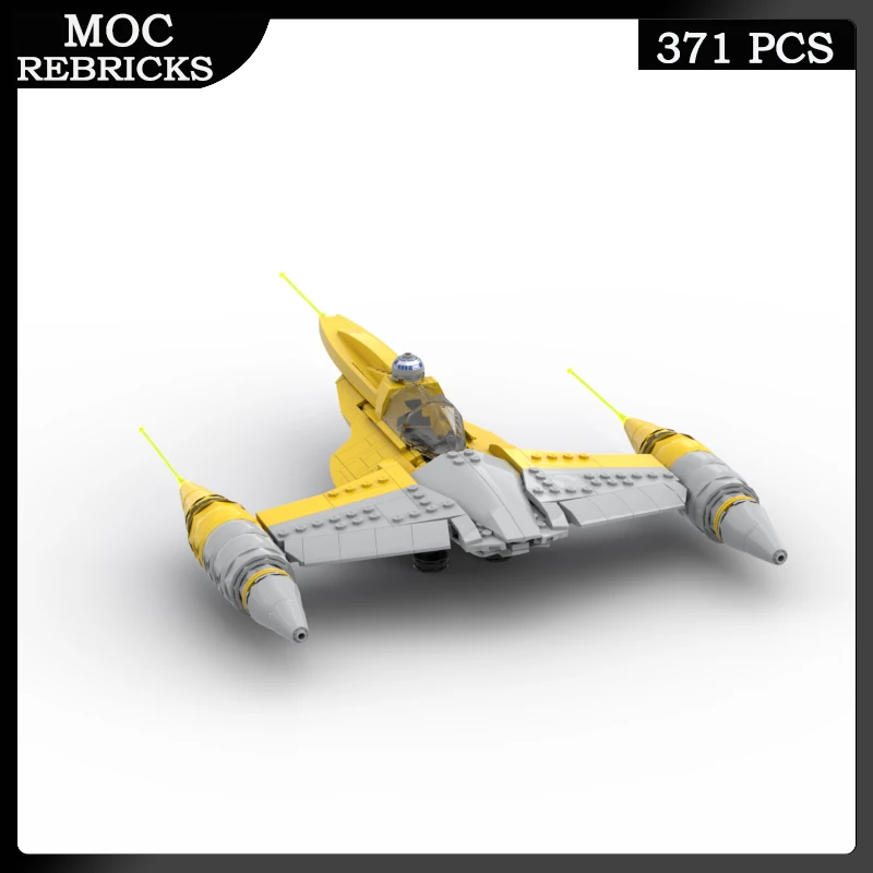 Vojenské zbrane Séria Air Force N-1 Naboo Starfighter MOC Building Bluge Blue Aircraft Vzdelávací model tehlových hračiek Vianočný darček