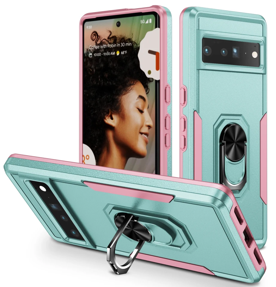 Vojenské ťažko duply magnetický prsteň Stand Pase pre puzdro pre Google Pixel 9 8a 8 7a 6a 6a Pro Rugged Matte Shockproof Ofder obranca obrancu