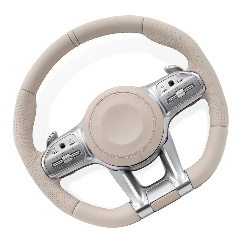 Volant béžového automobilu pre Mercedes Benz W205 W204 W213 G55 G500 W212 W222 W221 W463 C63 S63 CLS63 E63 GLC GLE GLS 220D C220D
