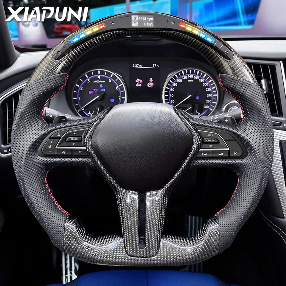 Volant z uhlíkových vlákien pre Infiniti Q60 Q50 2015-2022 Perforovaná koža prispôsobená športové koleso