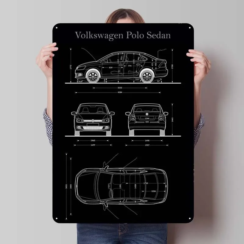 Volkswagen Polo Sedan 2010 Tinkplate Znaky auta Wall Decor Decor Decor Decor Esthetics Decotion Decoration Art Home Domov
