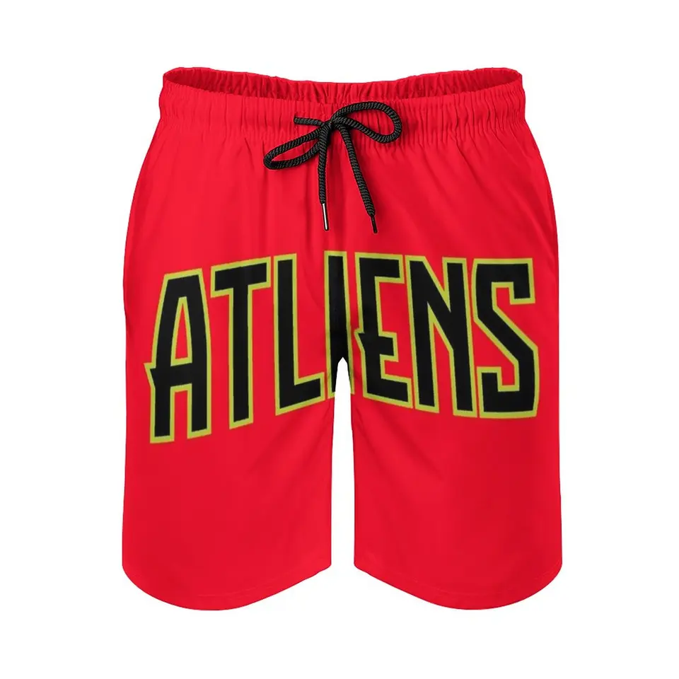 Volt Black & Red Atlians Logo Pánske športové krátke plážové kraťasy Surfovanie kmeňov plaveckých boxerov Atlanta ATL Basketball Hawks Braves