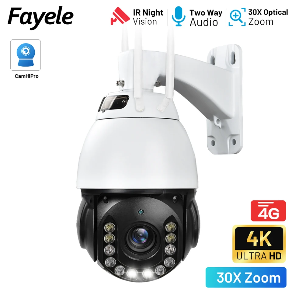 Vonkajšia kamera 5MP 4G PTZ Camera 4K 8MP IR 200M Humanoid Automatické sledovanie sirény Alarm 30x Zoom H.265 Bezdrôtová LTE SIM karta IP Camera Camera CAMHI