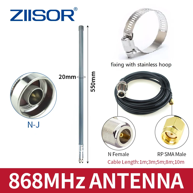 Vonkajšia LORA anténa 868 MHz pre MESHTASTSKÝ HELIOM MINER 868MHZ HOTSPOT Antény pre LORAWAN DOBROVANÝ ROZ RP SMA MESE s káblom