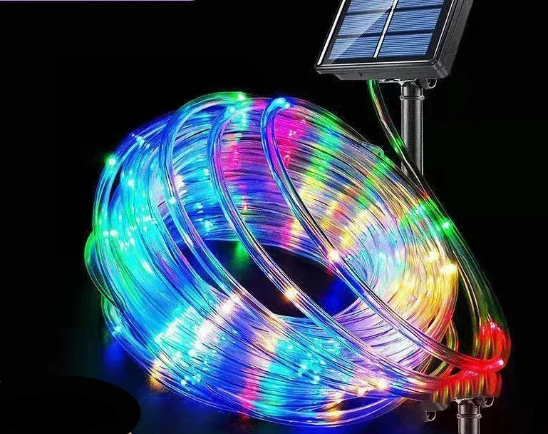 Vonkajšia solárna trubica LED LED svetlo záhrada vianočná dekorácia rozprávková reťazec Svetlo 32 m/22 m/12m/7m vonkajšia svadobná oslava LED lampa LED
