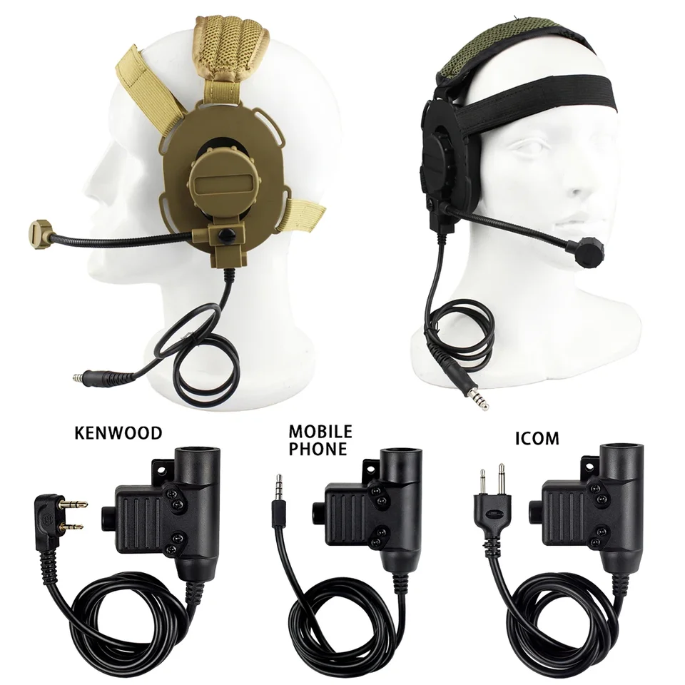Vonkajšia streľba taktická headset mikrofón Bowman Elite II náhlavná súprava U94 PTT pre Kenwood Baofeng UV-5R Radio CS Hunting Gear