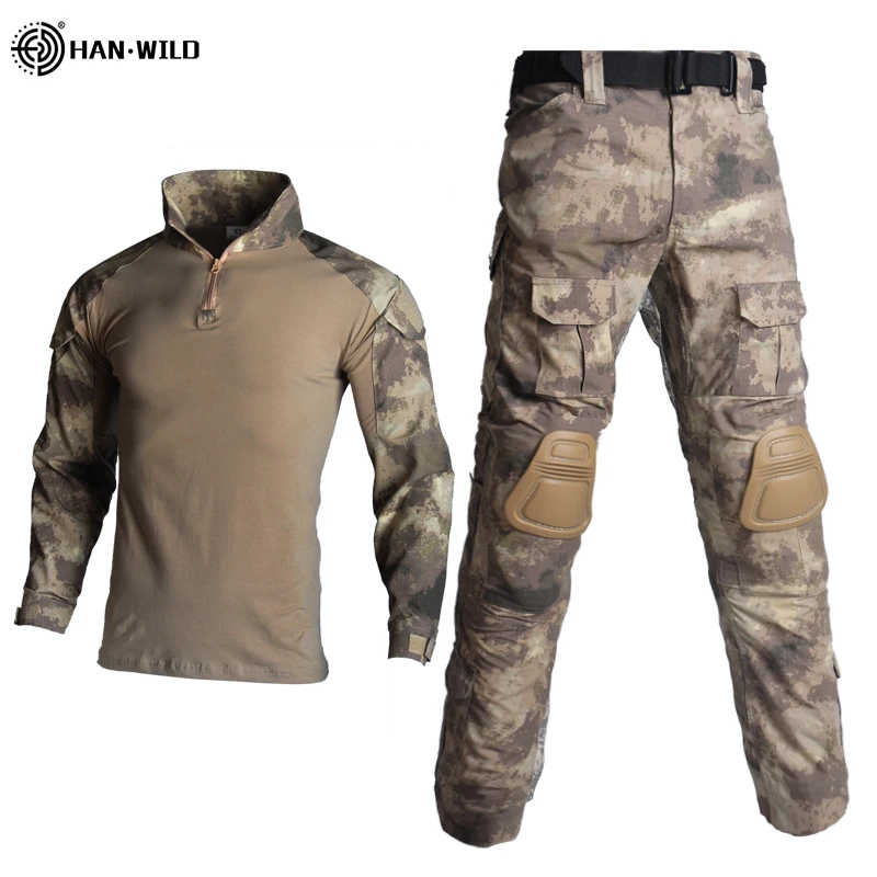 Vonkajšia uniforma Airsoft taktické bojové košele Men Men Obliekanie Tatico Tops Camo Hunting Suit Rybárske nohavice lakte/koleno