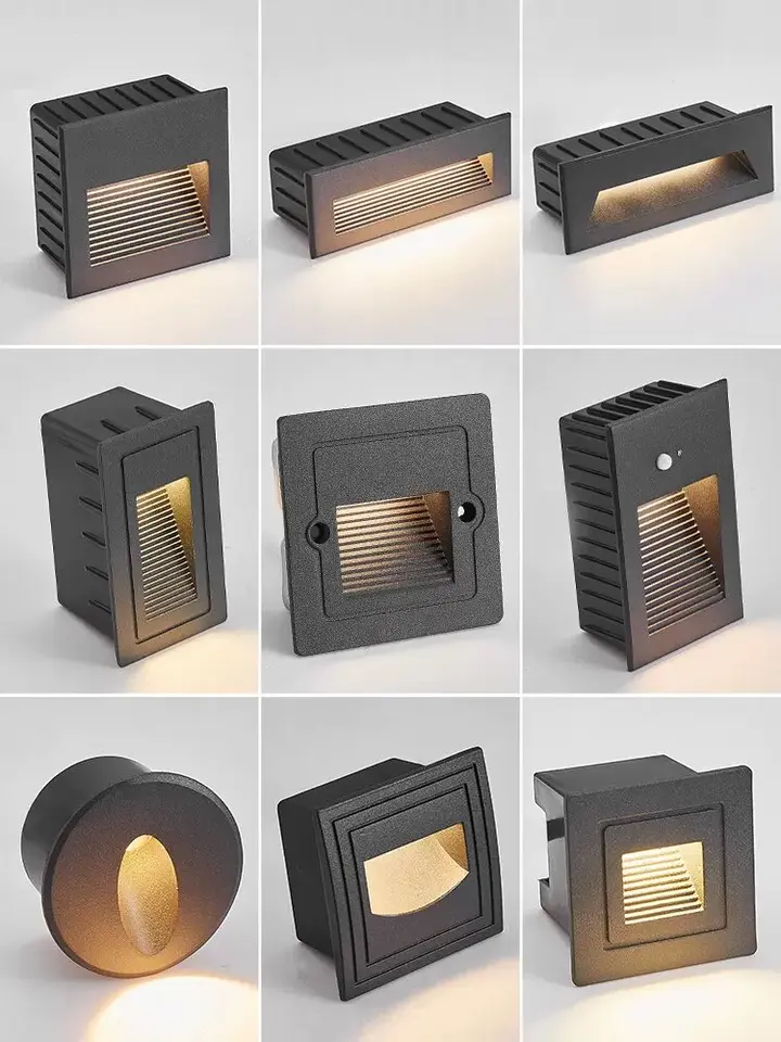 Vonkajšia záhrada 3W LED schodisko Svetlo Svetlo chodník Opätie zapustené schody rebrík schodisko Spálňa Nočné svetlo IP65 nepremokavá 220V12V