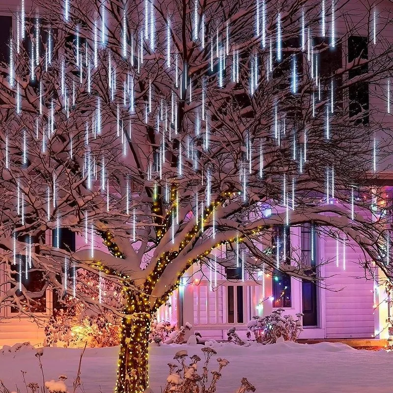 Vonkajšie LED meteorové sprchovacie svetlá padajúce dažď kvapky rozprávkové šnúrky na vianočné svadobné hostiny záhradné sviatky dekorácie