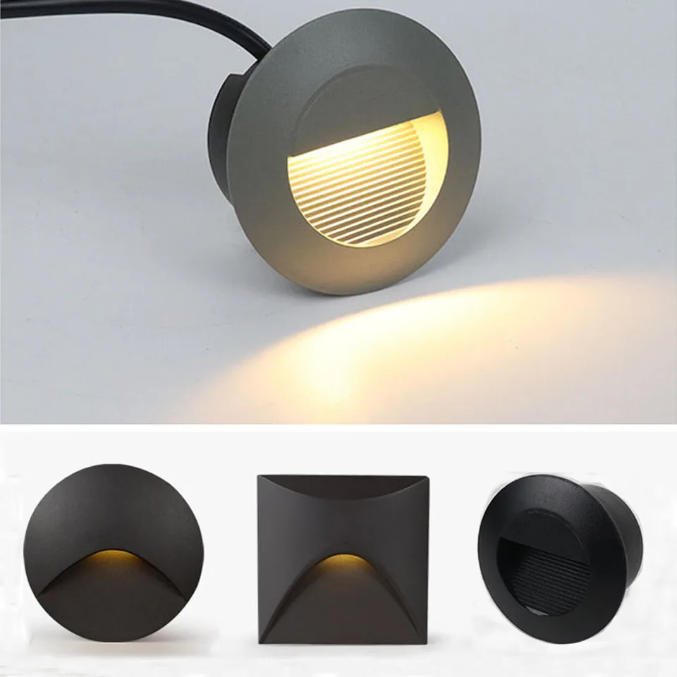 Vonkajšie LED schodisko a krokové svetlo 3W nepremokavé zapustené nástenné rohové lampa pre domácu krajinu Pathway Stairway Garden Yard Footlight