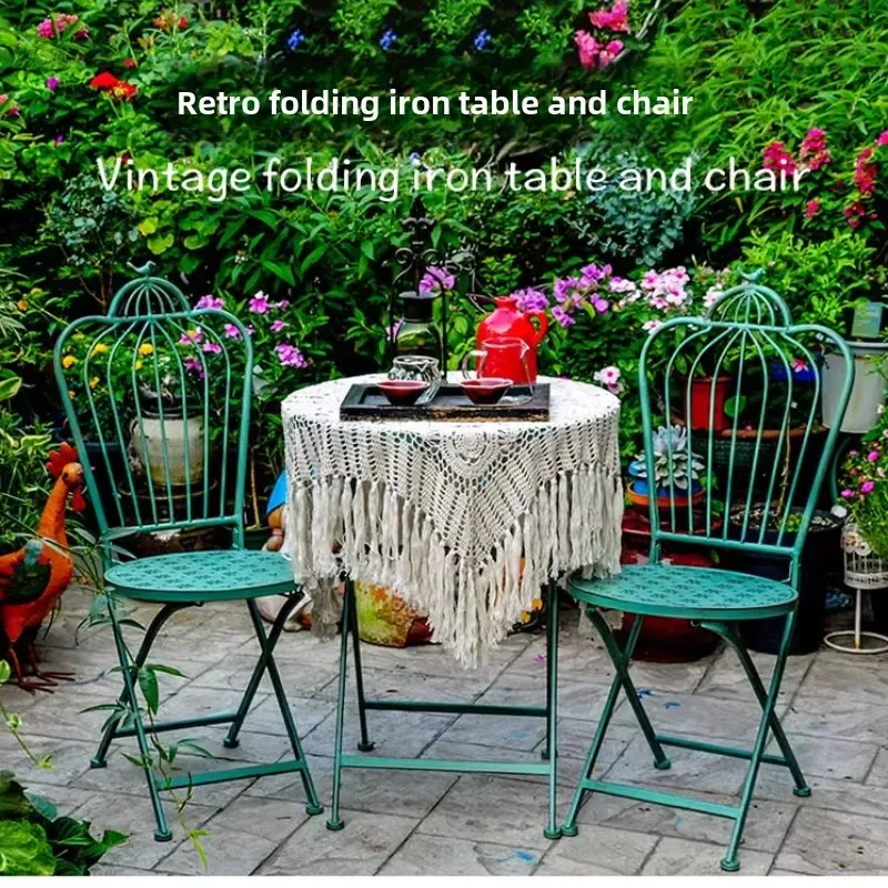 Vonkajšie nádvorie záhradné stoličky železné dutiny Out Skladacie stoly a stoličky do starých remeselníkov terasa Sunroom Leisure Furniture