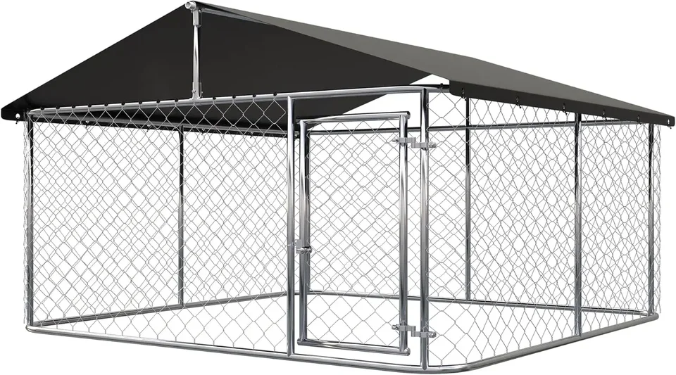 Vonkajšie psie Pespen Heavy Duty Pes Kernel House House Pes Pes Big Cage Pet Kernel Oceľový plot s bezpečným zámkom (6,56'x 6,56 ')