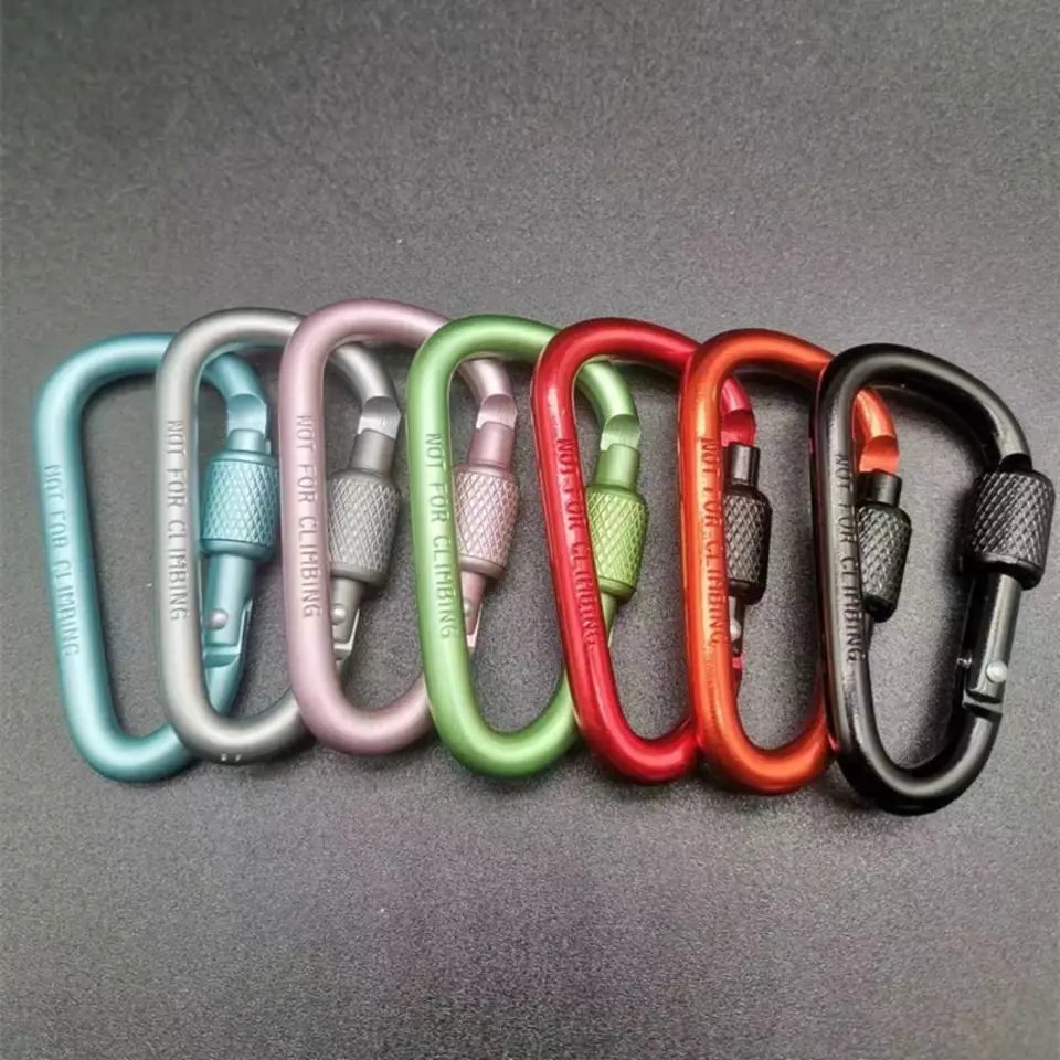 Vonkajšie športové karabíny cestovanie viacerých farieb bezpečnostná pracka Kľúčenka lezenie gombíka D-Shape Carabiner Camping Camping Davična Karabiners