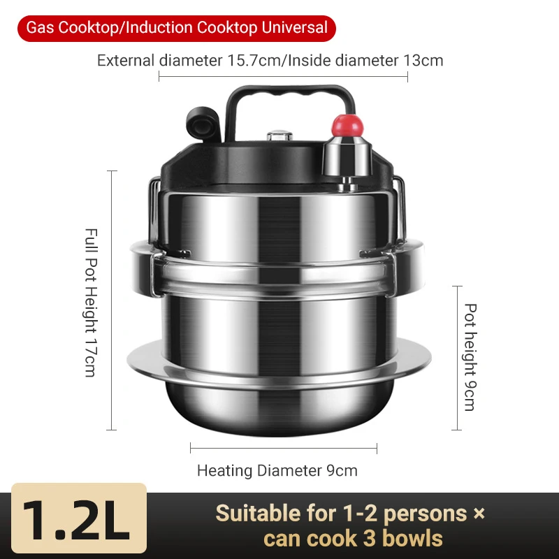 Vonkajší kemping Mini tlakový hrniec 0,8L-1,6 l Zohadzaná oceľ Modernizovaná domácnosť Indukcia plynu Cooker tlakový tlak hrnca