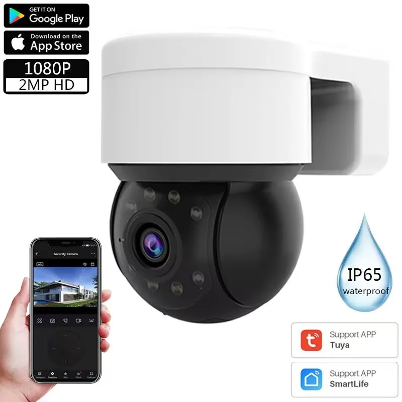 Vonkajší nepremokavý bezdrôtový bezdrôtový 1080p 2MP fotoaparát TUYA SMART LIFE HOME SAISSUND PTZ IP ZOOM DOME CAMERAS