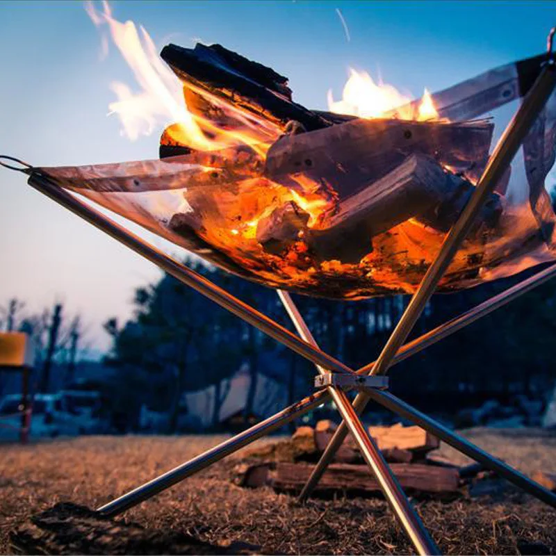 Vonkajší oheň popálený stojan na prenosný kempingový kempový stojan na stojan na skladanie kachle Fire ohrievanie drevené drevené uhlie kachle
