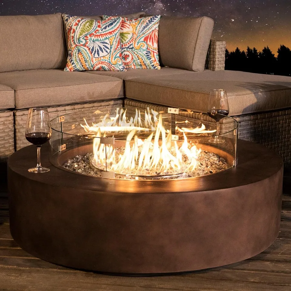 Vonkajší propán Fire Pit konferenčný stolík, 50 000 BTU z nehrdzavejúcej ocele, veterný stráž, vodotesný kryt, ohnivé jamy, 40,5 palca