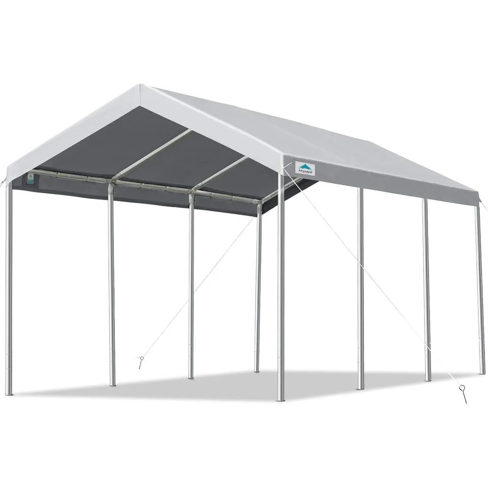 Vopred vonkajšie 10x20 ft ťažkého carportu pitný automobil garáž pre garáž pre garáž pre stanu útočisko nastaviteľná výška šedá šedá