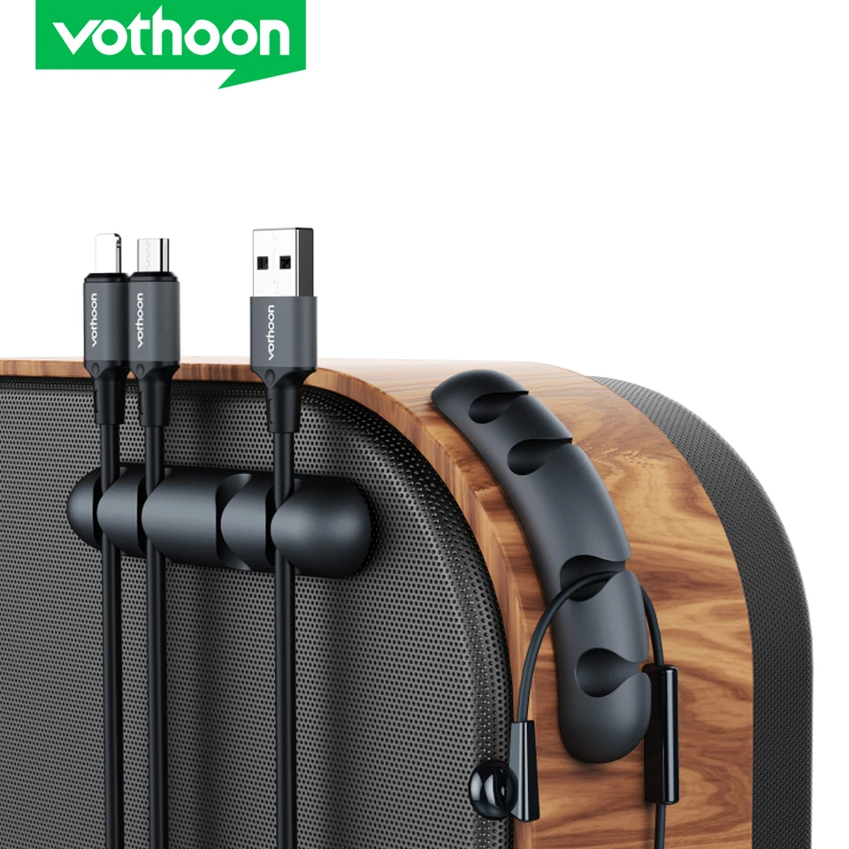 Vothoon Cable Organizátor silikón USB káblové navíjač Flexibilný kábel na správu káblov pre držiak kábla pre slúchadlá pre slúchadlá myši